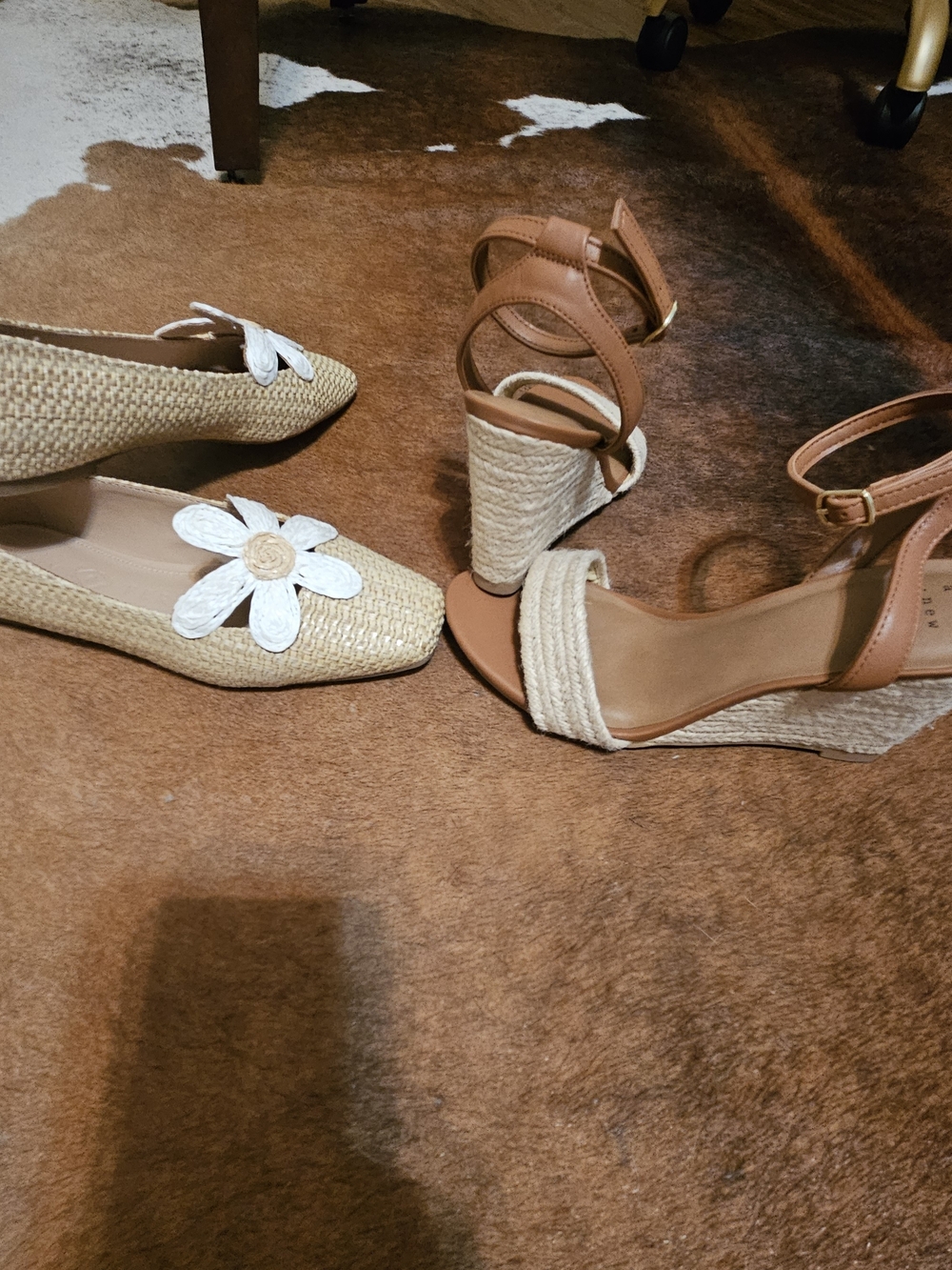 Woven Espadrille Wedge Sandals & Raffia Flower Flats Sz 6 Katy Perry A New Day